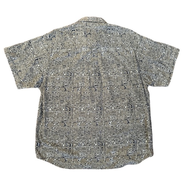Columbia Aztec Southwestern Hawaiian Print Short Sleeve Cotton Button Down Shirt - Picture 2 of 13